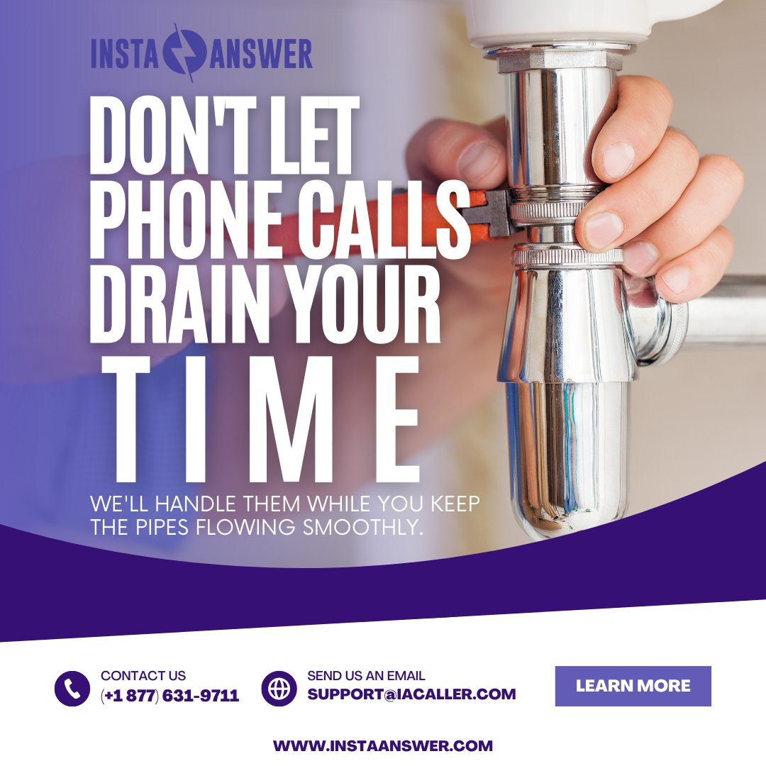Let us handle your calls while you handle the leaks! Our answering services keep your schedule flowing smoothly.

Call (877) 631-9711 or email support@iacaller.com to keep your business afloat!

#InstaAnswer #CustomerSupport #Plumberlife #CustomerService #Plumbing #CSR