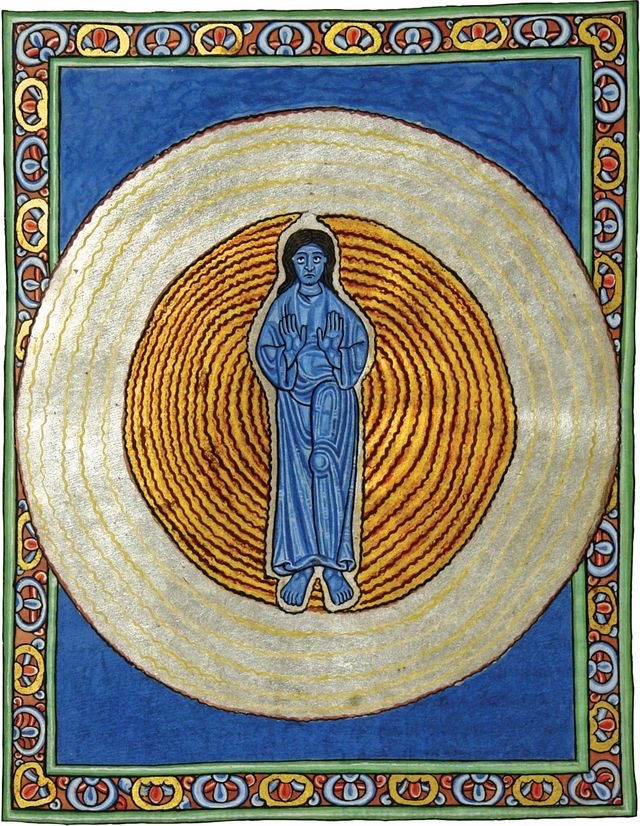 The True Trinity in True Unity by Hildegard of Bingen, 1165, Vision Scivias II, Hildegardis-Codex.