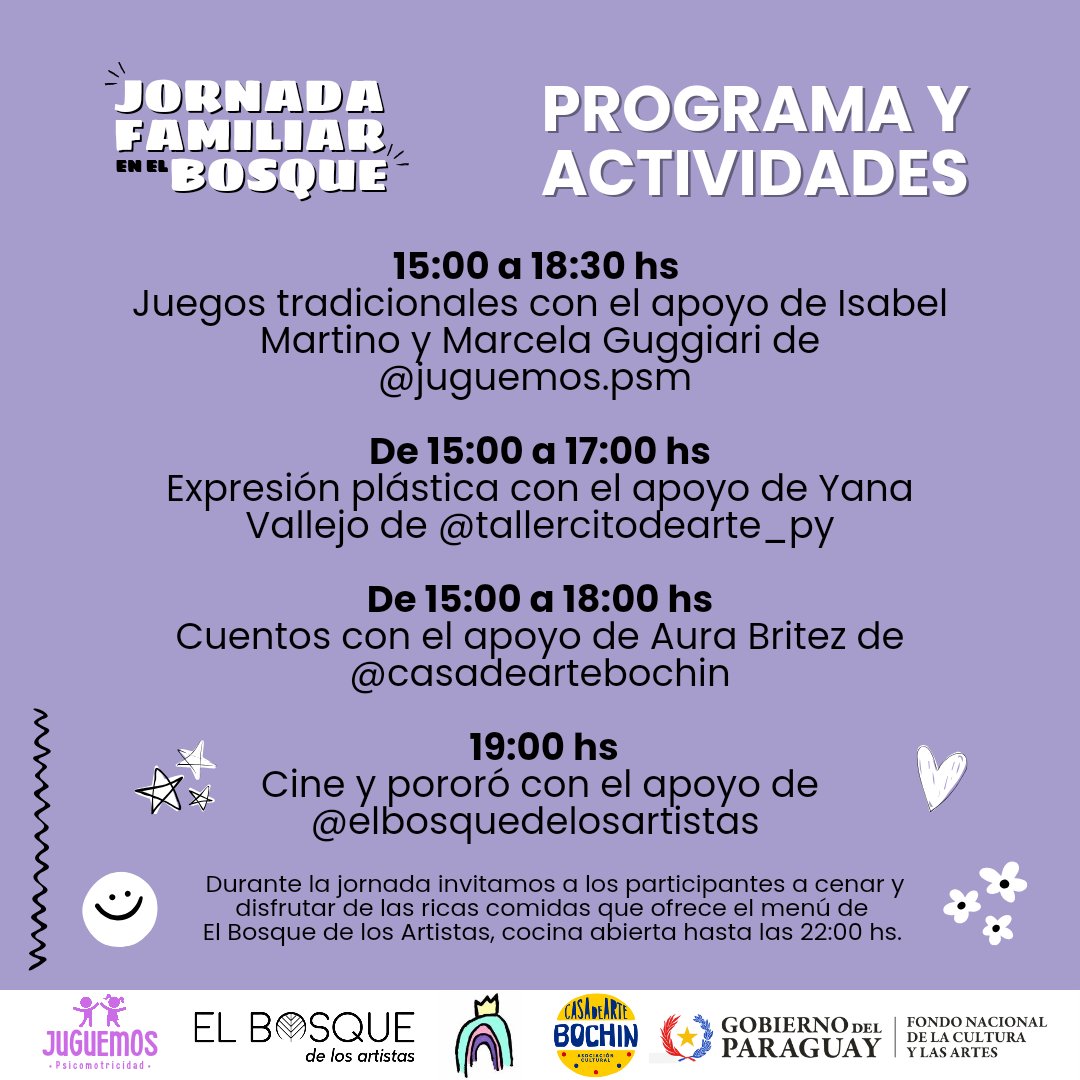 ¡ATENCION! Padres, madres y cuidadores en gral. Les tiro un PLANAZO para que vayan a compartir la tarde del DOMINGO 5/5 con sus niñas y niños 🙌🍃😊
"Jornada Familiar en el Bosque"