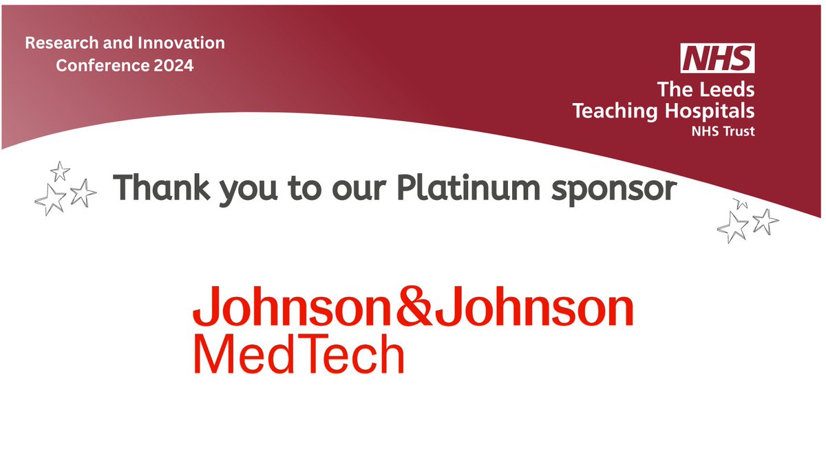 13 days left until our R&I conference! 📅 🌟 We're thrilled to announce our Platinum sponsor, @JNJMedTechUKI ! Huge thanks for their invaluable support. ✨ Mark your calendars! #LTHTRIConference #research #JJ #Leeds