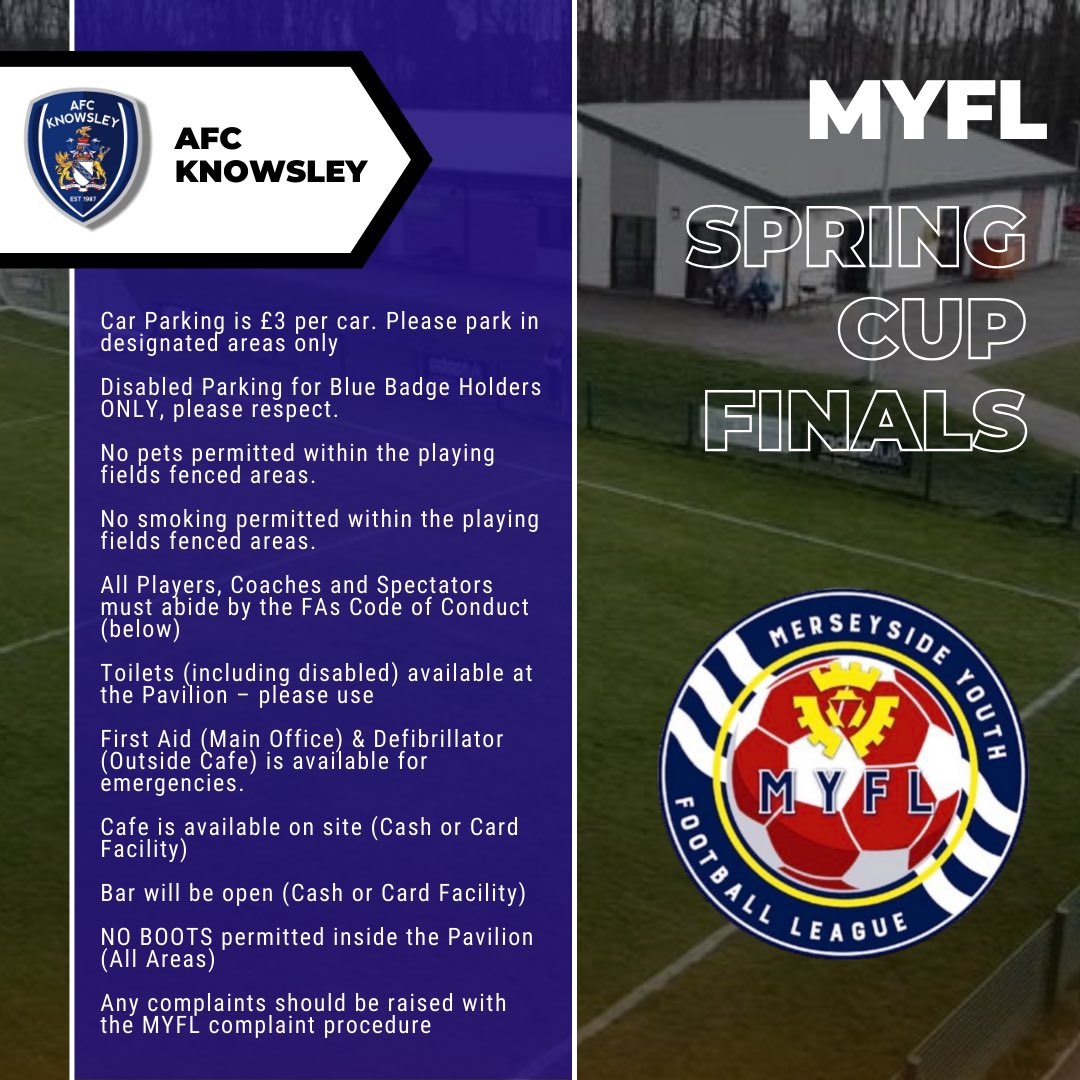 @_MYFL It’s that time of the year again 🏆🏆🏆 We are happy to support the MYFL and be holding their Spring Cup finals on Saturday 18th May Good luck to all finalists and we look forward to welcoming you to our Home ⚽️🔵⚫️
