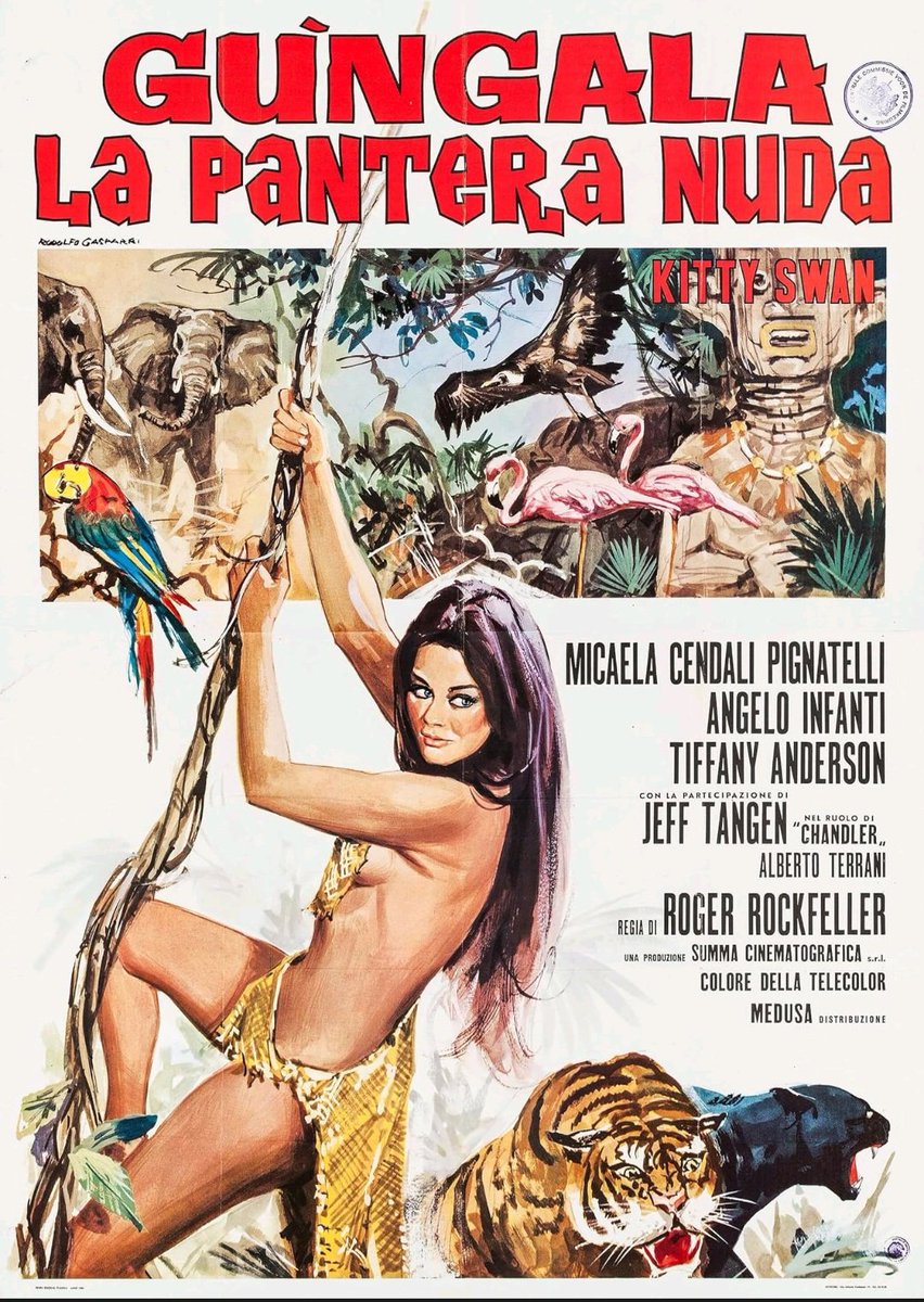 Italian film poster for #GungalaLaPanteraNuda aka #GungalaTheBlackPantherGirl (1968 - Dir. #RuggeroDeodato) #KittySwan #MicaelaPignatelli #AngeloInfanti