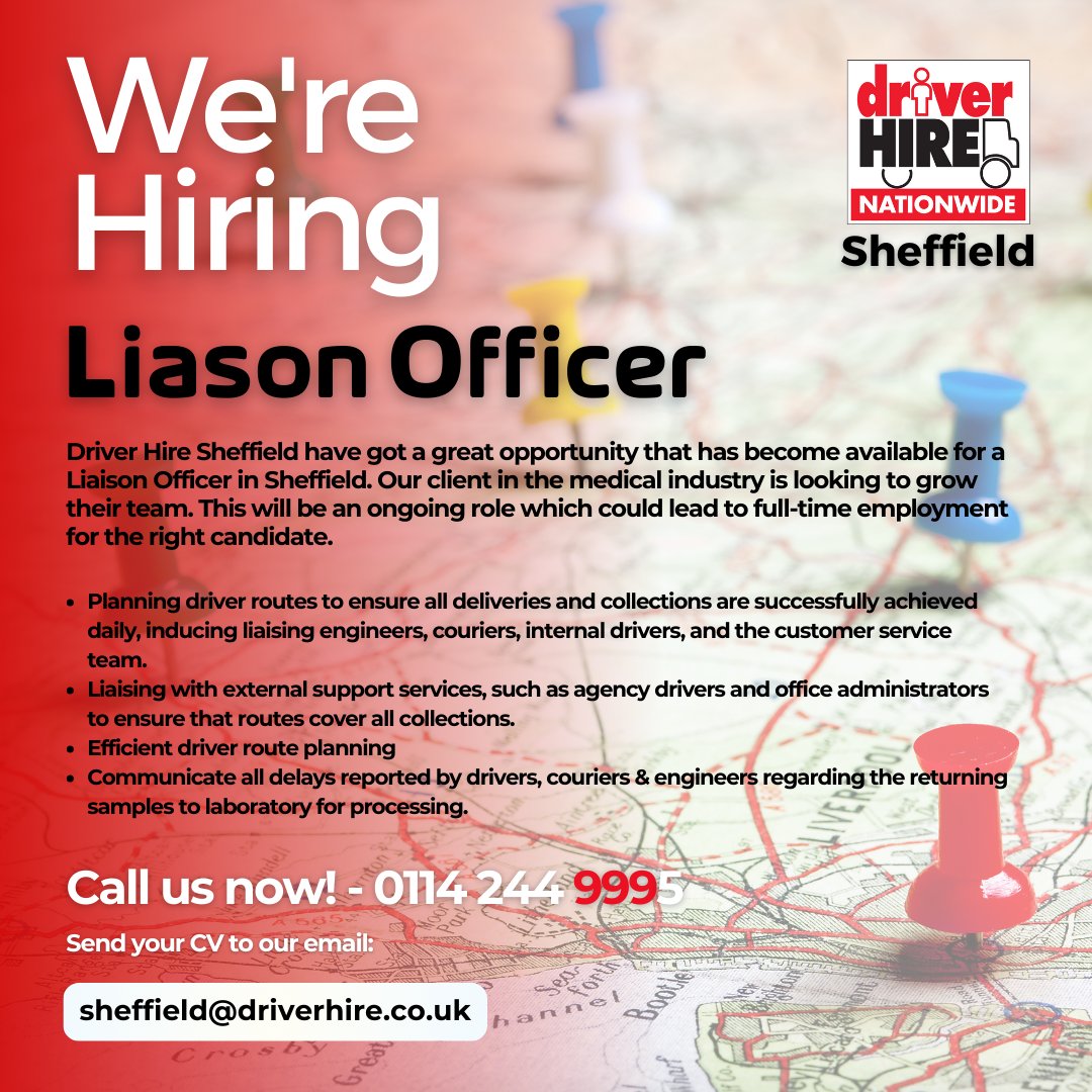 🔥HOT JOB🔥
driverhire.co.uk/job/laboratory…
#officejob #liasonofficer #sheffieldjobs #rotherhamjobs #officework