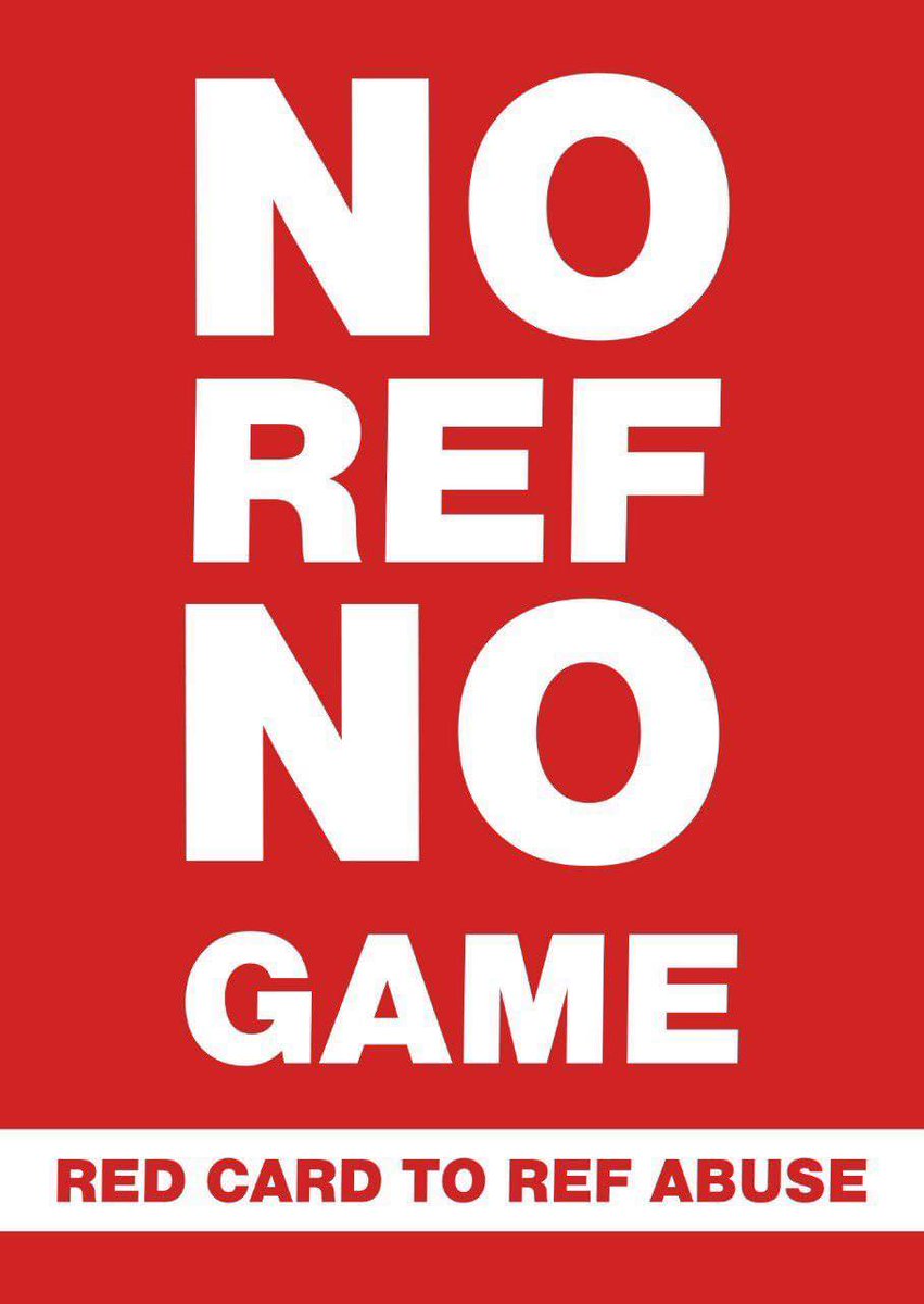 Big THANK YOU for all the referees officiating grassroots games this weekend. No Ref = No Game #RedCardToRefAbuse #NoRefNoGame