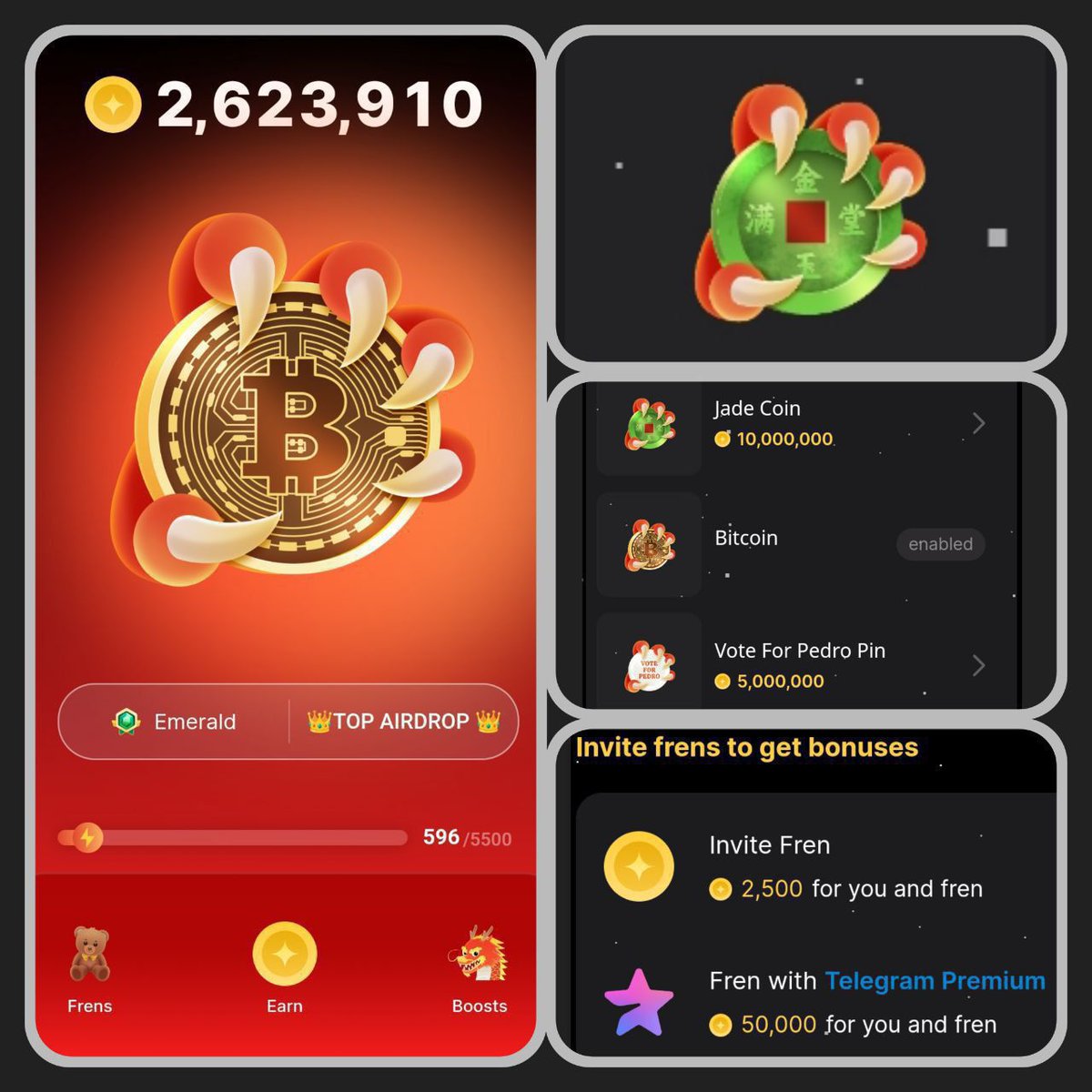 🐲New 'Dragon bot', mining the coin 🐲DRAGON🐉 ➡️Link: ⁨t.me/TopAirdrop10W 🐲 Dragon bot is very similar to 'NotCoin', the same pumping and purchase of skins (button design), and there is more reward for Telegram Premium friends and the random appearance of boosts x2-x10
