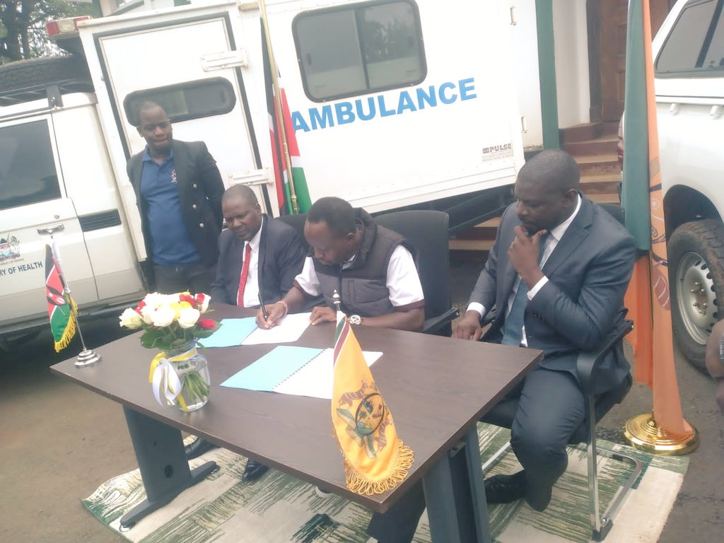 Member John Kimwela from IGRTC witnessed the handing over of assets, including vehicles, motorcycles, and equipment to Trans Nzoia Governor H.E George Natembeya.