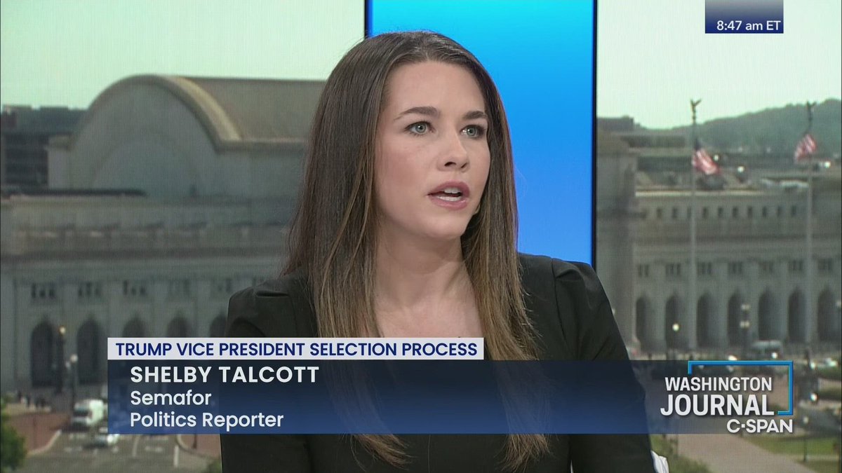 Joining us now is Semafor politics reporter Shelby Talcott (@ShelbyTalcott) to discuss the Trump campaign's process for vetting and selecting a running mate for the former president. LIVE: tinyurl.com/2y8nbx4s