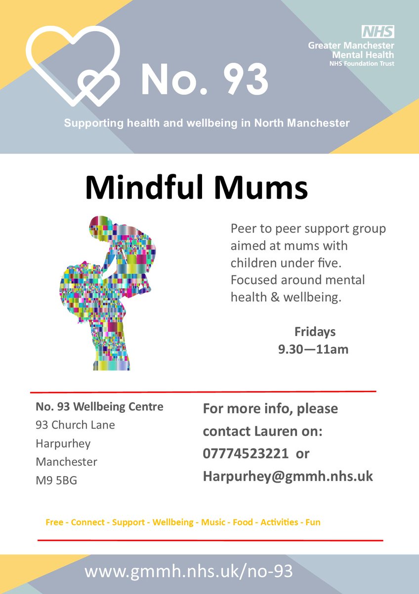 No.93 also has a peer support group for Mums with children under 5 that meet on Fridays from 9.30-11am, based at No.93 in Harpurhey.