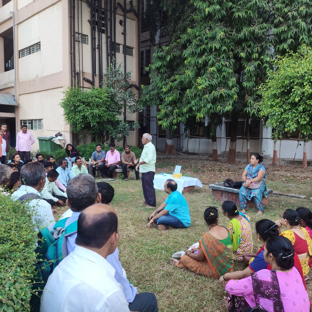 Condolence meeting for Raman Garase. Faculties, students and staff come together to remember Raman.
