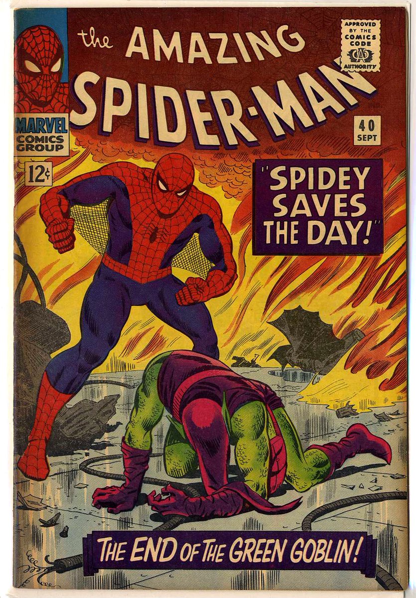 #TheAmazingSpiderMan #Romita #GreenGoblin Spider-Man takes down the Green Goblin in #40. It's Romita's 2nd time at bat on the title. Here's my copy.