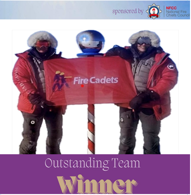 We are thrilled that our Ambassadors, The Antarctic Fire Angels were winners of the Outstanding Team Award from The Women in the Fire Service Awards. They are wonderful role models and great ambassadors for all fire cadets. @antarctic_fire @NFCC_FireChiefs @CFO_LincsFire @WFSUK1