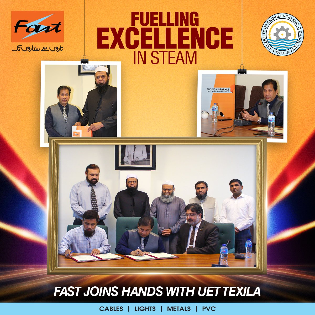 FAST has joined hands with the University of Engineering and Technology (UET), Taxila, and signed an MOU for the FAST Excellence Award. 

FAST, Taroon Se Sitaroon Tak

#FastCables #FastExcellenceAward #TaaronSeSitaaronTak #UET #UETTaxila