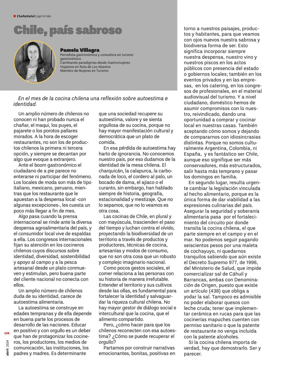 Chile país sabroso. Mi columna para <a href="/ChefandHotel/">Chef&Hotel</a>