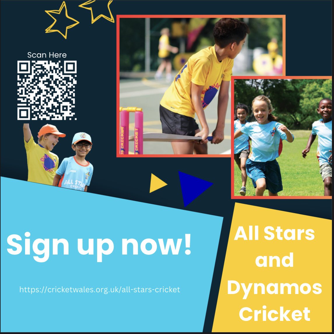 ⏳🏏THE COUNTDOWN IS ON🏏⏳ 🗣️ Are you looking for a summer of fun for your child⁉️ If you answered yes, then you’ll be pleased to know that @allstarscricket & @DynamosCricket programmes are due to start NEXT WEEK in @CricketWales clubs🤩‼️ Scan the QR code below to sign up⬇️