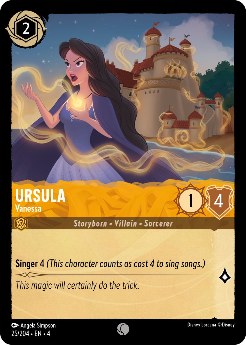 Thanks to @DisneyLorcana & @RavensburgerUK for this exclusive card reveal! 

Ursula - Vanessa, is a powerful new amber card coming to Set 4 'Ursula's Return' 

This thread lists some of her biggest synergies & combinations! 

I also posted a YouTube video discussing her!