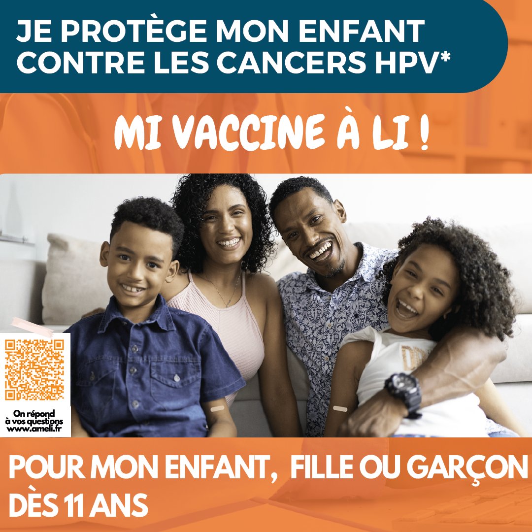 #HPV | « Je protège mon enfant contre les cancers HPV. Mi vaccine a li ! » 🗓Du 21 mai au 7 juin 2024, les élèves de 5ème pourront recevoir leur 2ème dose, ou leur 1ère dose dans les collèges ▶Les parents peuvent aussi faire vacciner leur enfant auprès de leur médecin,…