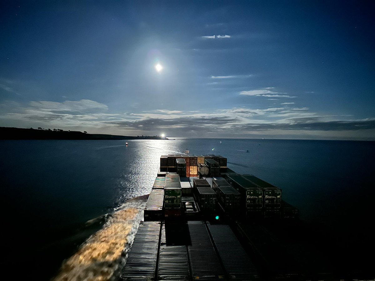 Check out this pilot's perspective from onboard container ship BG Ireland as it departed Cork Harbour! ⛅️ As we apply a 24/7 365 approach to port operations, our pilots are always on-hand to safely guide vessels in and out of the harbour. 📸 Tony Mulcahy