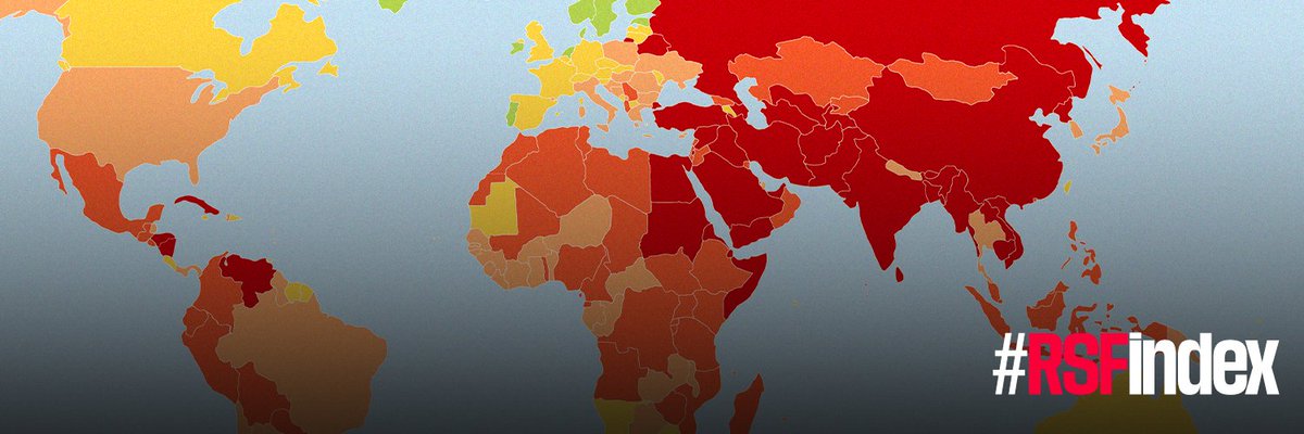 🔴 #RSFIndex | Pressfrihetsindex 2024 1. Norge🇳🇴 2. Danmark🇩🇰 3. Sverige🇸🇪 10. Tyskland🇩🇪 21. Frankrike🇫🇷 55. USA🇺🇸 101. Israel🇮🇱 139. Algeriet🇩🇿 172. Kina🇨🇳 178. Afghanistan🇦🇫 179. Syrien🇸🇾 180. Eritrea🇪🇷 rsf.org/en/index