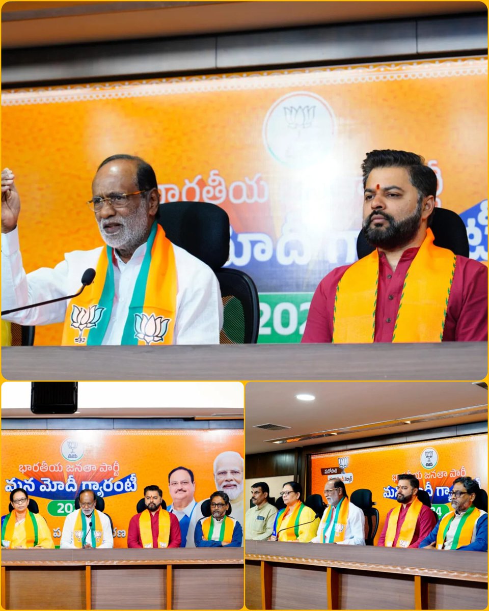 . @TVG_BJP Anna Participated in the Press Meet held by BJP4India Parliamentary Board Member and BJP OBC Morcha National President, Rajya Sabha MP Shri @drlaxmanbjp ji at @BJP4Telangana state headquarters in Nampally, Hyderabad. #PhirEKBarModiSarkar #AbkiBaar400Paar