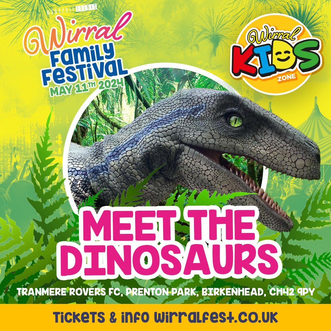 🦖 Meet the dinosaurs at Wirral Family Festival on Saturday 11th May. Get your tickets at wirralfest.co.uk. #TRFC #SWA