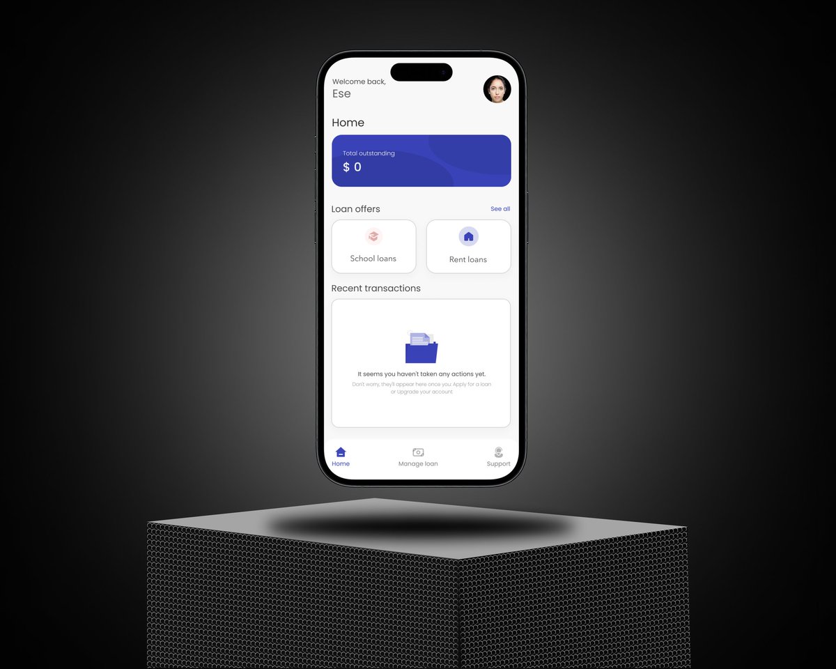 Happy Friday guys 🎉😌

Worked on this Fintech loan app Home screen along with the empty state 

#uiux  #userinterface #figma #fintech #ui #productdesigner #TGIF