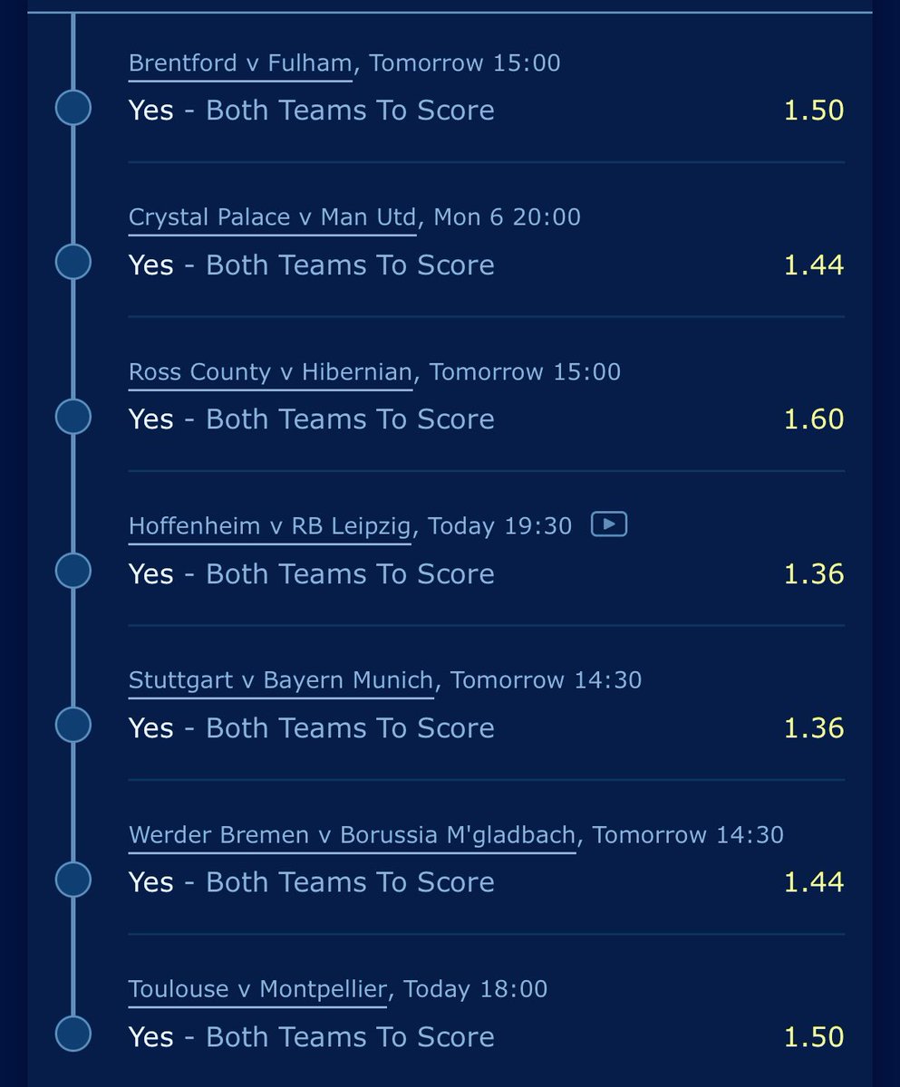 🚨 The BTTS bet is up! 🚨 

A 7-fold acca @ 14.93 with the @WilliamHill bet boost 🔥 ⚽️ 🥅 

#acca #weekendbetter #BTTS #begambleaware