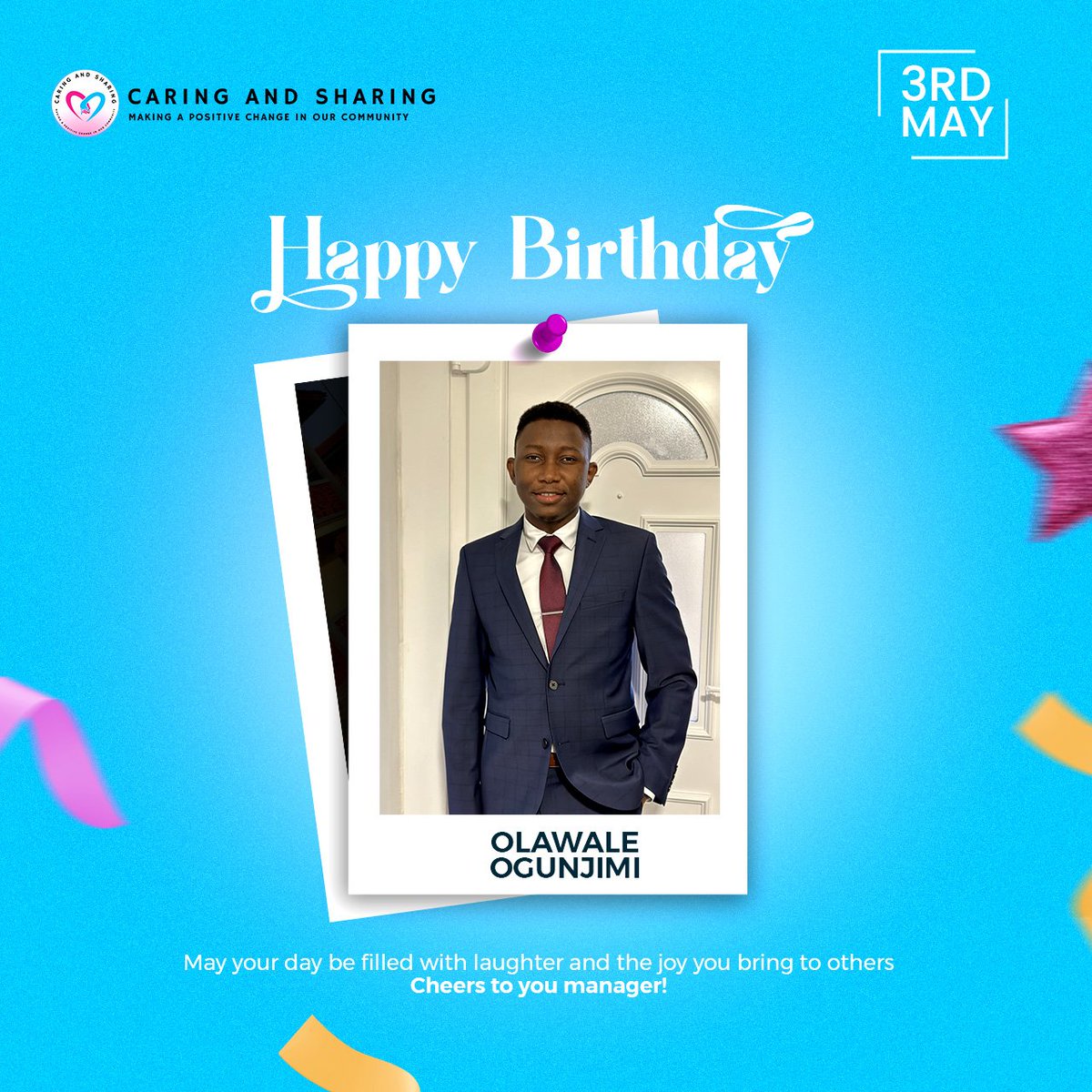 Happy Birthday Jim.! Having you as our operations manager is one of the best things that has happened to us as an organisation. May your day be filled with laughter and the joy you bring to others. Here's to another year of making the world a better place. Cheers to you!