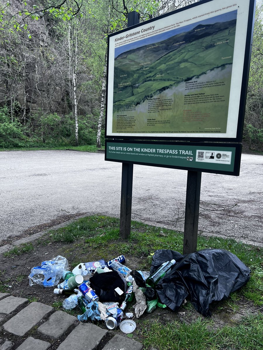 @Derbyshirecc delighted to see that your ‘let’s remove the bins at Hayfield and encourage people to take their rubbish home’ idea is working well again, it’s like this every weekend, although you’ve assessed it and found no problem apparently. #hayfield #highpeak #derbyshire