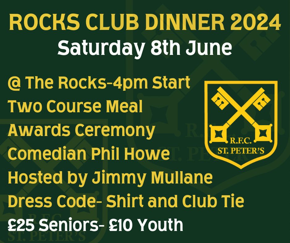 Club dinner confirmed All club members welcome to look back on our 23/24 season. Claim your ticket through Pete Grzonka or Mark Sweeney. 💚🖤