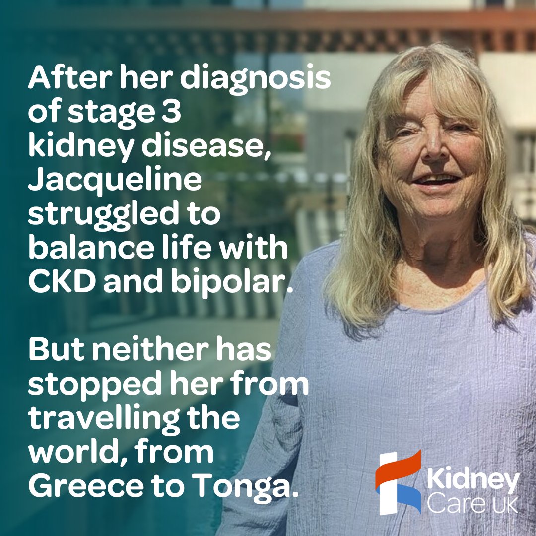 📖 Read Jacqueline's story on how she manages #CKD & #Bipolar whilst travelling across the world: kidneycareuk.org/kidney-disease… 🗨️ Jacqueline says: “It’s about making the most of the time and energy we do have. I try not to let my kidney disease restrict me. And I feel I am lucky.”