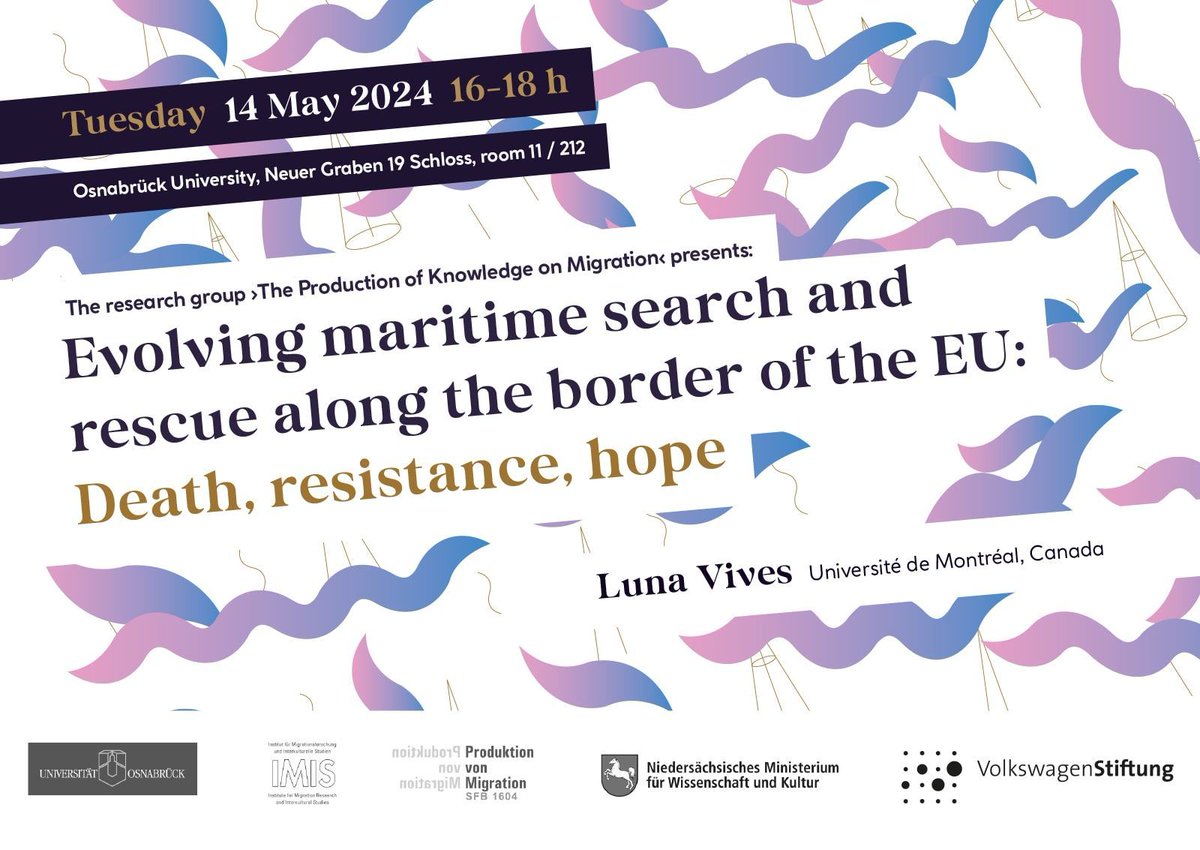 #EU policymakers continue to develop tactics to seal the #border against sea #migration. Yet, throughout the region activist groups are resisting this trend. Join us for our 1st IMIS/#SFB1604 lecture with @lunavives, on campus @UniOsnabrueck or online buff.ly/3JQHKW1