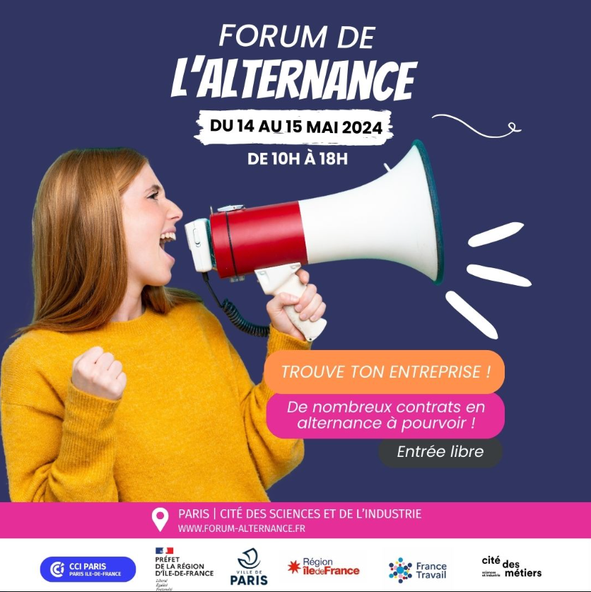CCI_Paris_IdF's tweet photo. 🚀 Ne rate surtout pas le #ForumAlternance !
🗓️14 &amp; 15/05 @citedesscience 
Des contrats en #alternance à décrocher !
Rencontre nos écoles @IsipcaParis @lafabrique_ @LEACFI @sup2v @FacDesMetiers91 @Utec_77. Conseillers d’orientation sur place pr te guider
👉https://t.co/UW0Sce6hn6 https://t.co/8hRBPSrZ8u