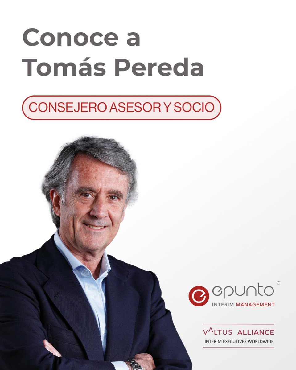 ¡Te presentamos a <a href="/TomasPereda/">Tomás Pereda</a>, consejero asesor y socio de Epunto Interim Management!

🔴 Director de RRHH en empresas como: Unidad Editorial, Hertz, Iberdrola, IKEA, Merck o Leche Pascual. Senior Advisor en LLYC.  Y más. 

👉🏼 Conoce más sobre Tomás en epunto.es