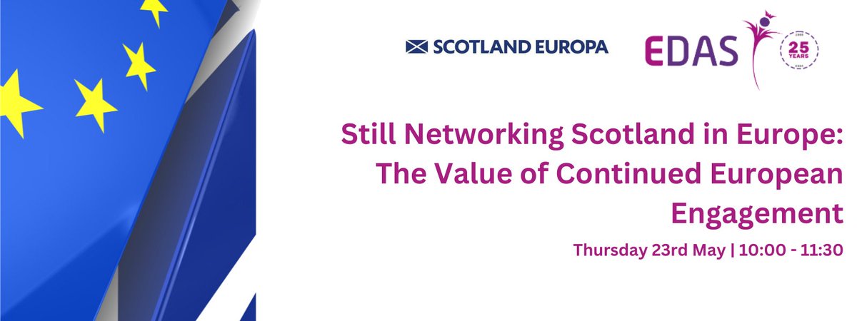 🚨 New event! 🚨 Join EDAS and @ScotlandEuropa on 23rd May for an event that will give insight into Scotland’s evolving relationship with the EU and what ‘networking Scotland in Europe’ means post-Brexit. Get your tickets below ⬇ tickettailor.com/events/edas/12…