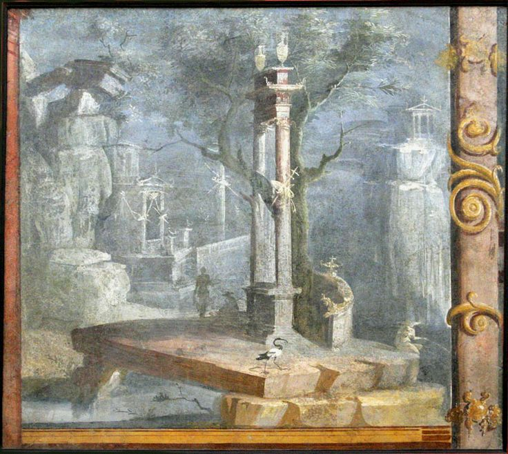 #FrescoFriday - A 'sacred landscape' from the west panel of the north wall of the Ekklesiasterion at the Temple of Isis, Pompeii (VIII.7.28). It's a gorgeous juxtaposition of imaginary architecture and nature. #Pompeii #Art 

Image: National Archaeological Museum, Naples (8575)