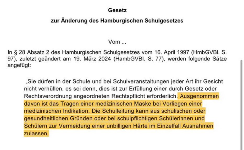 Ich hoffe, dass es hier ausreichend Hamburger Ärztys gibt, die die gesundheitlichen Gründe attestieren werden. #hh #maskenverbot