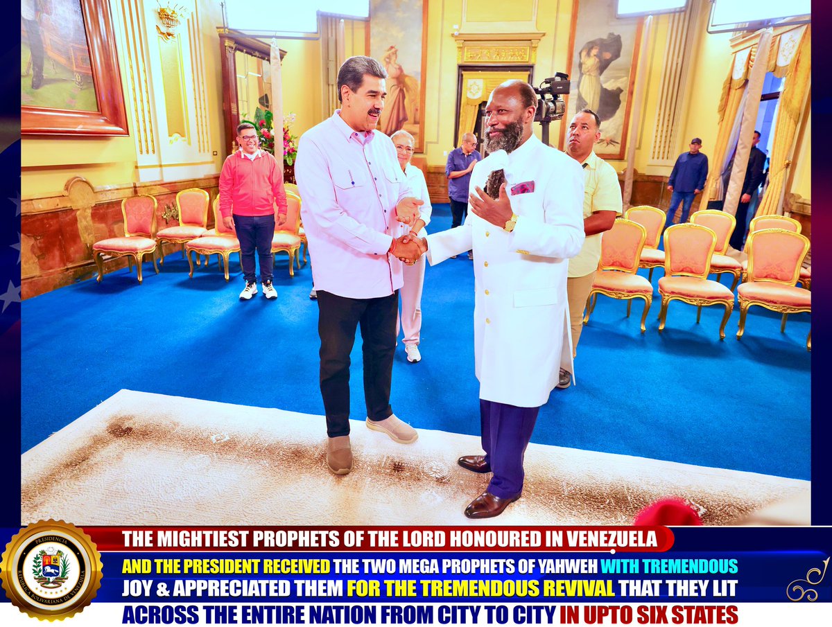 The MEGA PROPHETS OF YAHWEH Honored in the State House by the President of Venezuela, H E Nicolas Maduro. #VenezuelaMegaMission