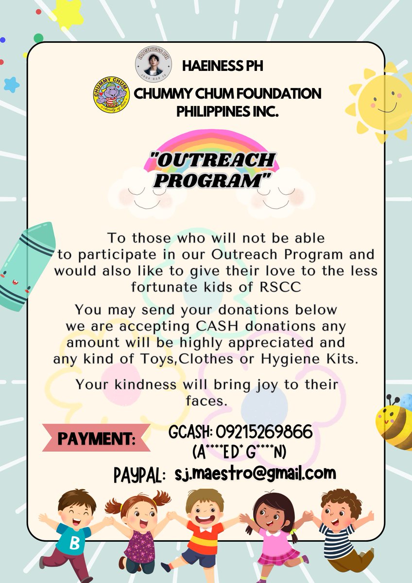 As we celebrate Jung Hae In's 11th Debut Anniversary and Haeiness PH 1st Anniversary ♥️ We are organizing an Outreach Program for the children of RCSS. We believe that in this way we can bring joy to their faces and make them feel loved. Kindly send me a DM if u want to join.