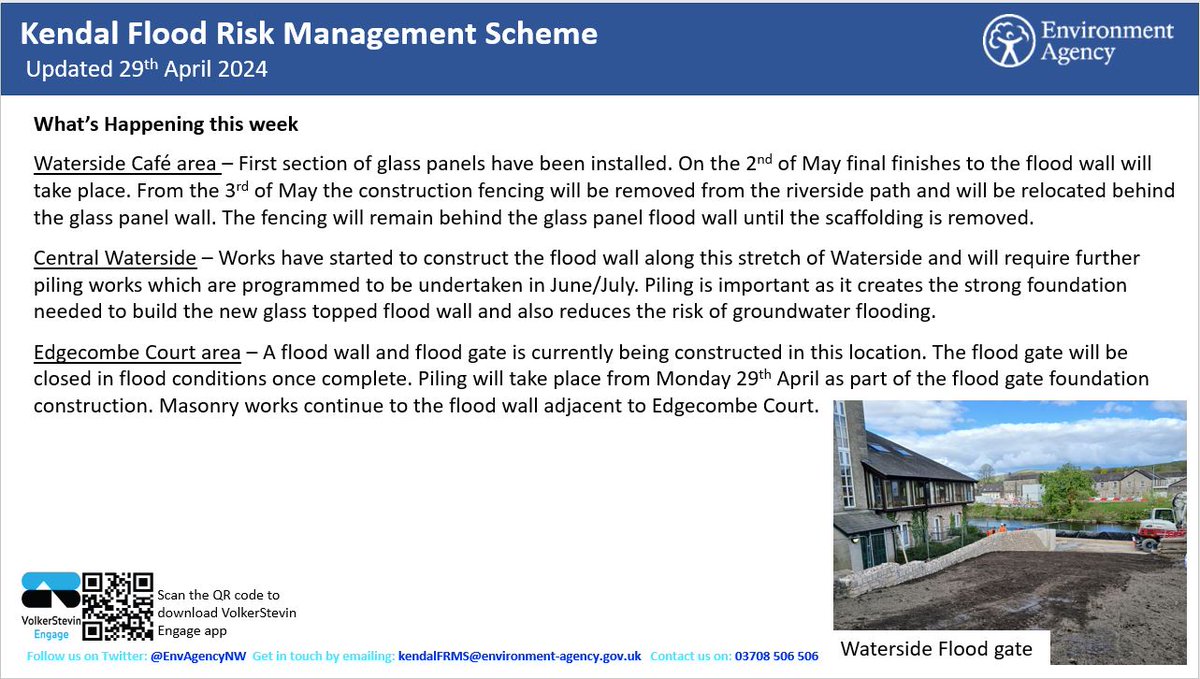 To keep you updated on the construction of the Kendal Flood Scheme, here is the work programme for the Gooseholme area this week . More information is available on Kendal Flood Hub thefloodhub.co.uk/kendal/whats-h… #KendalFloodScheme #Kendal