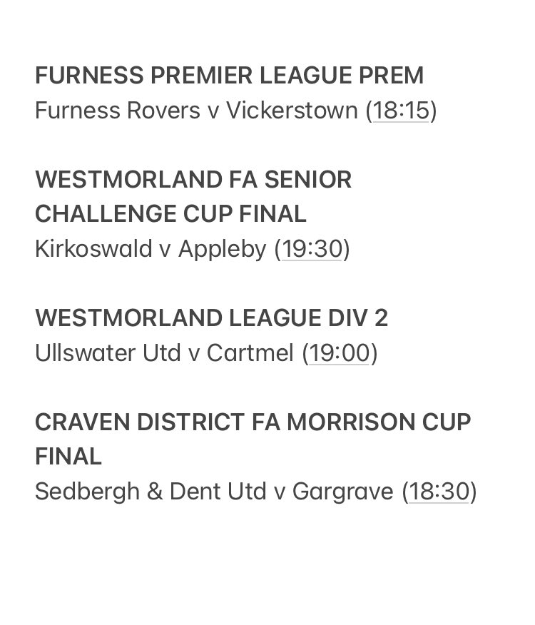 TONIGHT FIXTURES