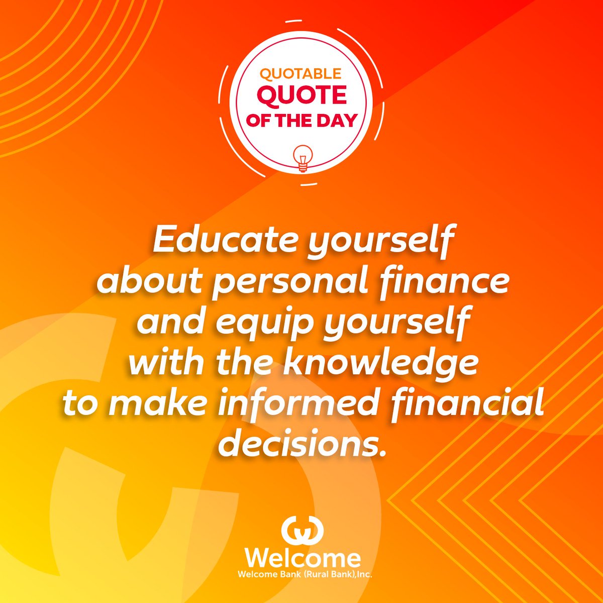 Happy Monday! ✨ Educate yourself with knowledge about personal finance and learn to take charge of your financial future. 🌟

#WelcomeBank #FinancialAdvice
