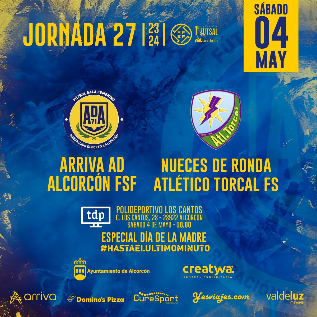 Mañana recibimos la visita de @AtleticoTorcal con las cámaras de @teledeporte en directo. Además celebraremos el día de la madre, partido vital para nuestras aspiraciones de playoff
📅 4/may/2024
🏟️ P.M. Los Cantos
🕕 10:00h
#NuestrasGuerreras #FutsalFemenino #HastaElÚltimoMinuto