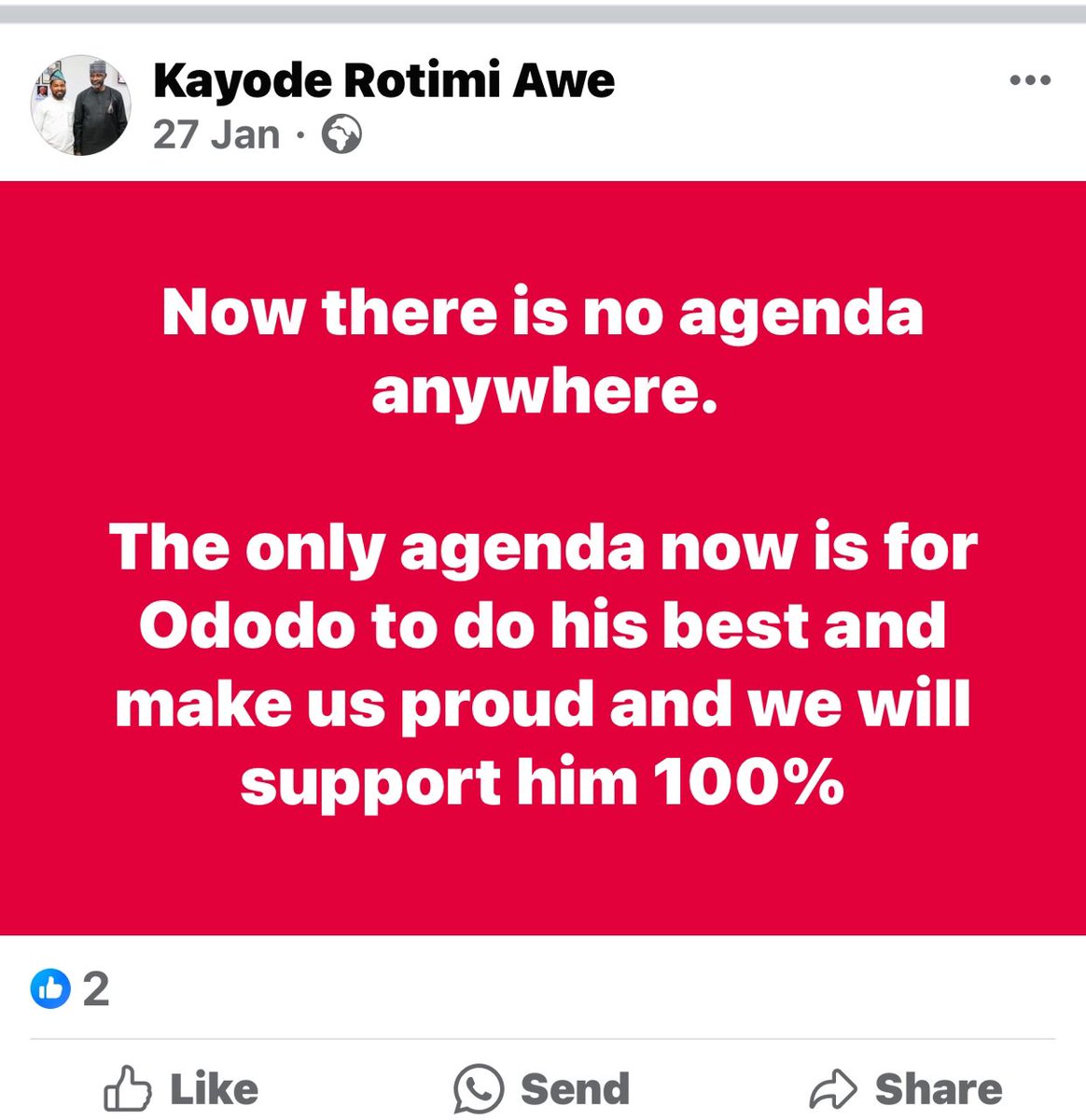 Fake OBIdient sported
Supporting @PeterObi on twitter because OBIDIENTs are more on twitter and same person supporting @OfficialAPCNg on Facebook