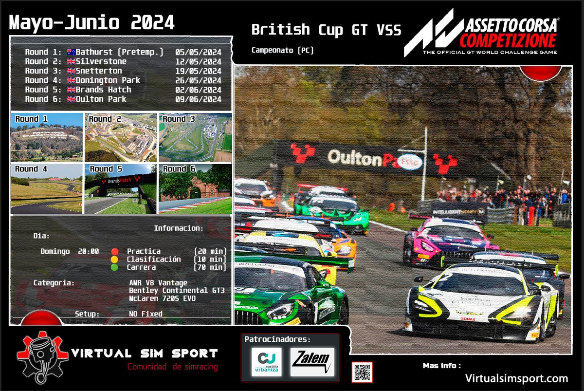 VirtualSimSport's tweet image. Próximo Campeonato GT ACC - Mas info en nuestra web: virtualsimsport.com