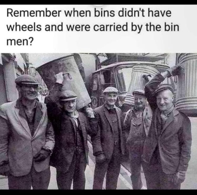 My uncle genuinely just posted this on facebook lol! Remember when bin men were hard? Just asked him if he remembers white dogshit?