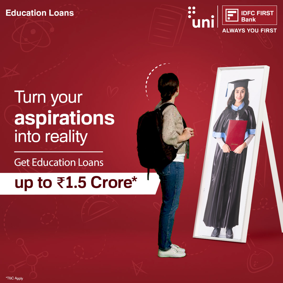Mirror your ambitions with financial support with IDFC FIRST Bank Education Loans. Get up to ₹1.5 Crore* education loan to support your dreams. Apply now: idfcfr.in/a2RNn5 #IDFCFIRSTBank #AlwaysYouFirst #EducationLoans