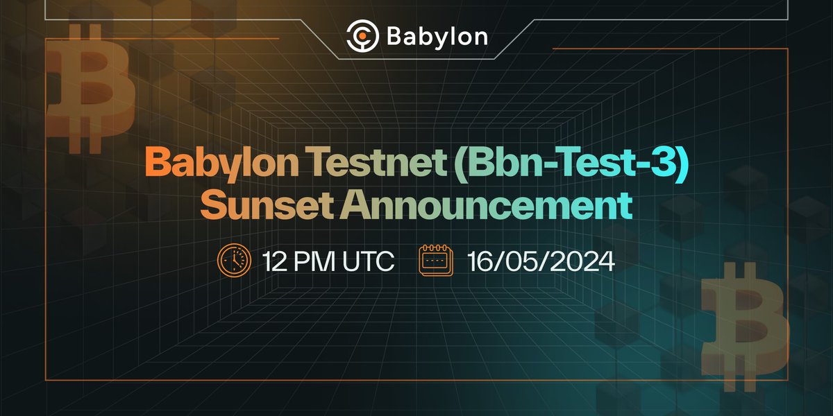 🌆 We will be sunsetting the current Bitcoin staking testnet (bbn-test-3) in preparation of the next phase in our journey to secure the decentralized world with Bitcoin. ✌️ The world’s first trustless and self-custodial Bitcoin staking system, Bitcoin staking testnet