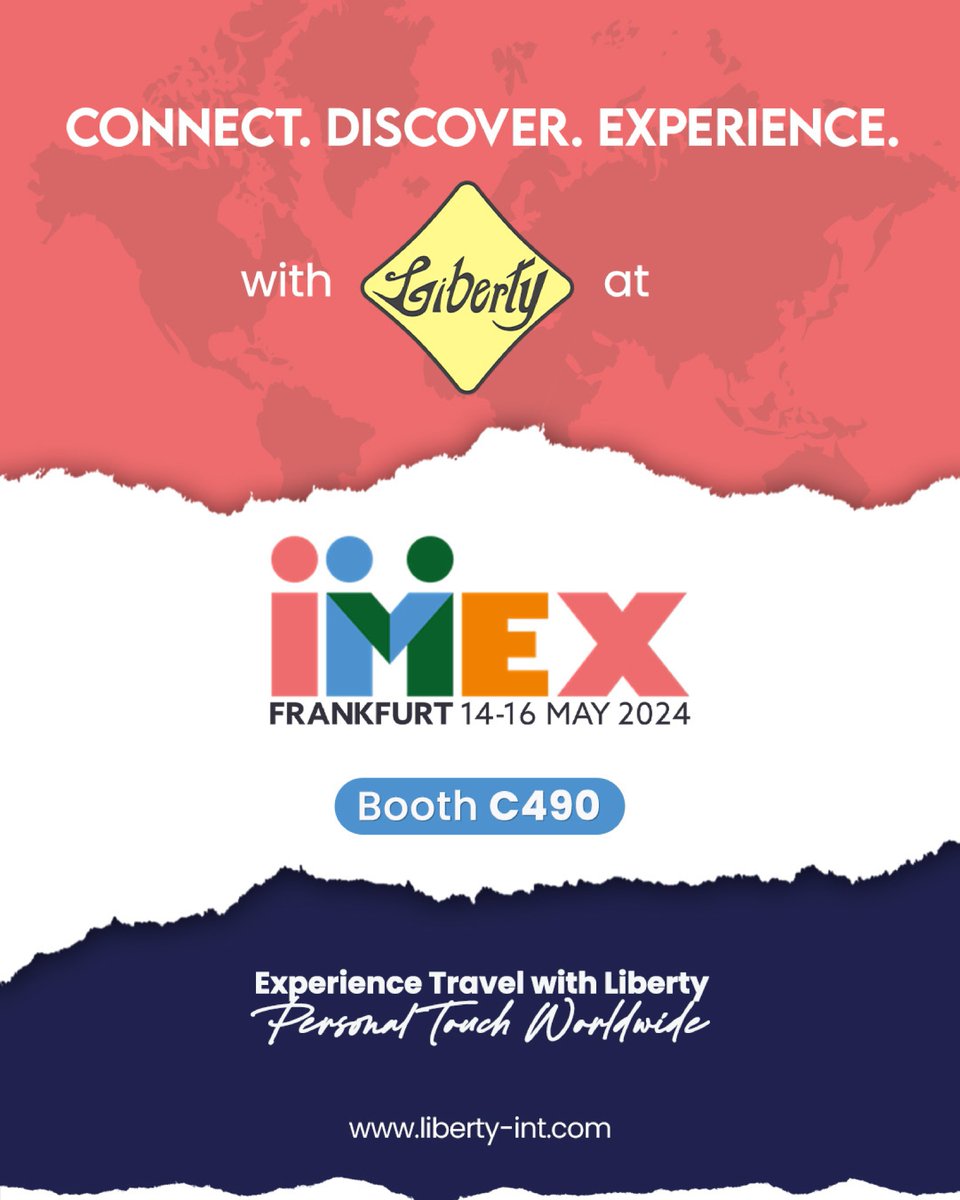 Booth C490, to explore cutting-edge MICE facilities and strategies that blend Thailand’s cultural richness with modern excellence.     

#IMEX24 #IMEX #IMEX2024 #IMEXFrankfurt #IMEXperience #IMEXited #LibertyDMC #Libertygroup #LibertyTourism