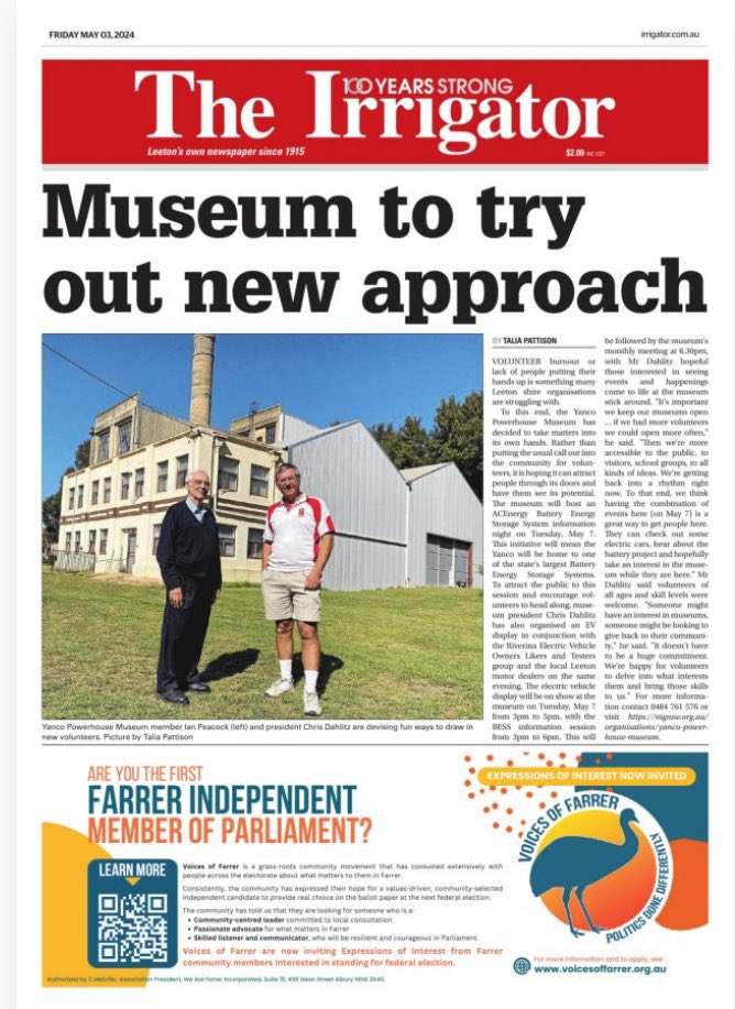 #Breaking #FrontPage #Leeton

Expressions of Interest to be our Community Independent Candidate are warmly invited and encouraged. 

#PoliticsDoneDifferently #BeTheChange #Farrer #AusPol