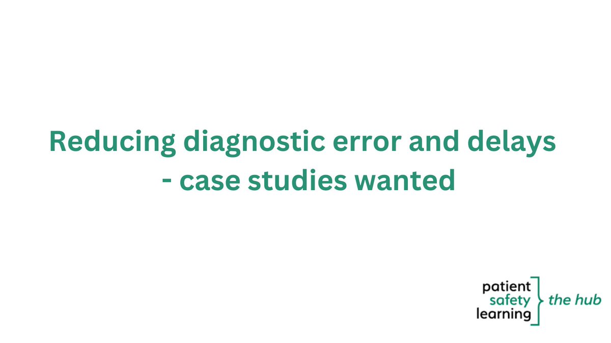We are looking for examples of improvement projects that aim to reduce diagnostic error and improve outcomes.

Can you share your insights and learning? Get in touch with the Patient Safety Learning team at content@pslhub.org #diagnosis #patientsafety